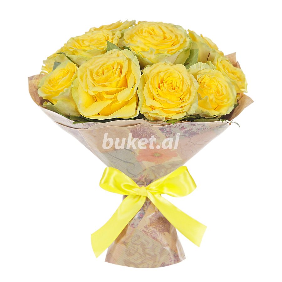 Sarı qızılgüllərdən ibarət buket
